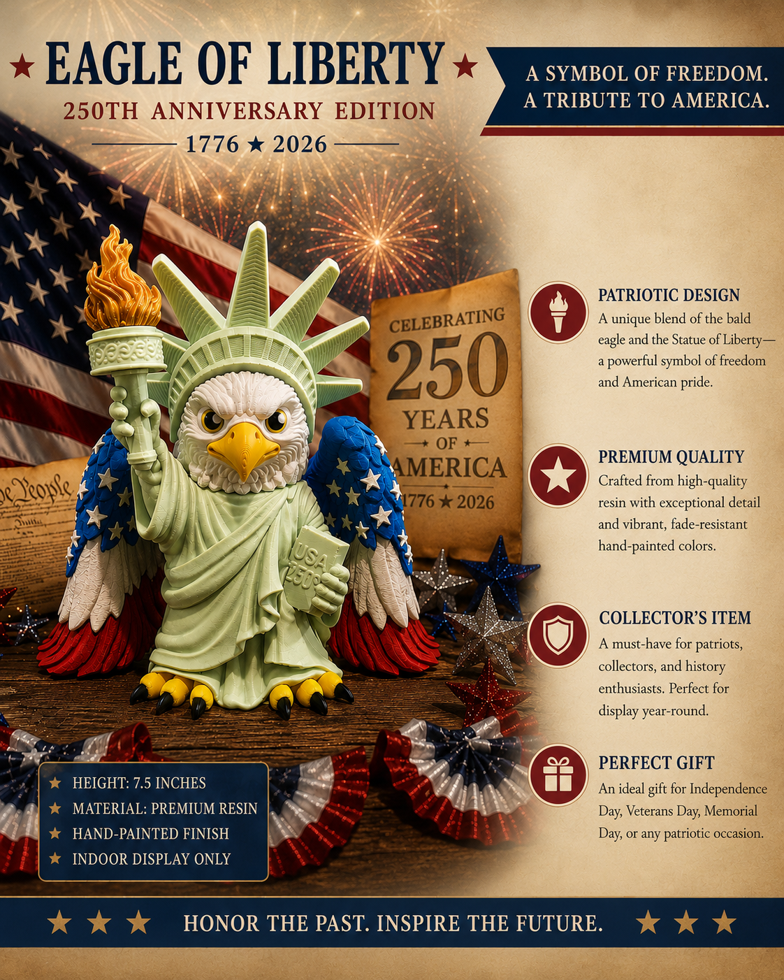 Eagle of Liberty – 250th Anniversary Edition Statue (1776–2026)