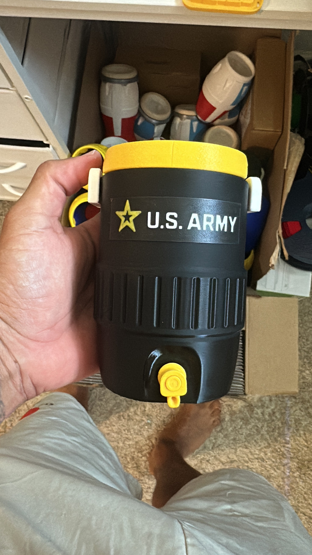 U.S. Army Inspired Water Cooler 12oz Can Koozie | Military Water Cooler Soda Holder | 3D Printed Drink Sleeve | Gift for Soldiers & Veterans