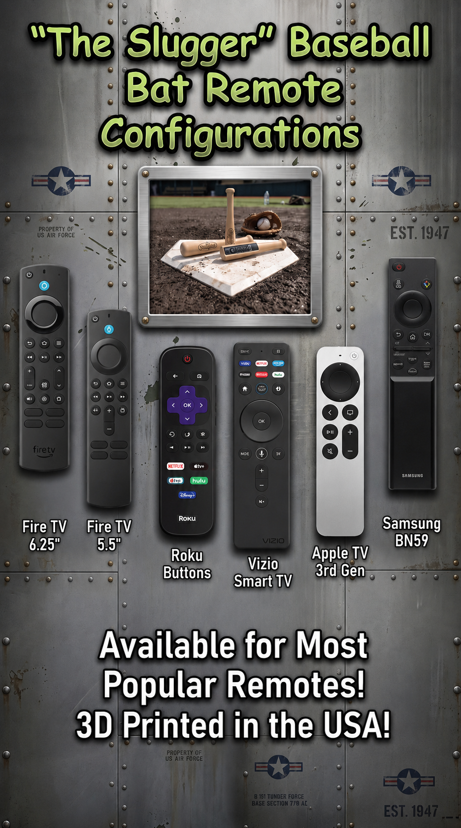Baseball Bat Remote Control Holder with Hidden Storage | Wooden Remote Organizer & Secret Stash Compartment | Novelty Gift for Sports Fans