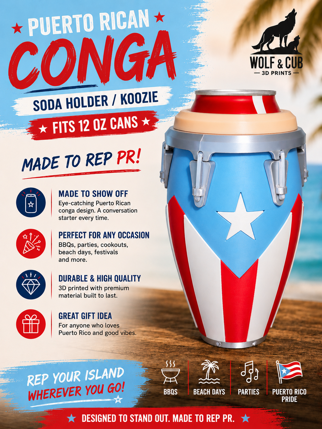 Puerto Rican Conga can holder