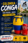 Colombia Flag Conga Can Cooler | 12 oz Soda Holder | 3D Printed Koozie | Unique Colombian Gift