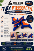 Tiny Articulated Pterodactyl – 3D Printed Flexi Dinosaur | Pocket-Sized Collectible & Fidget Toy