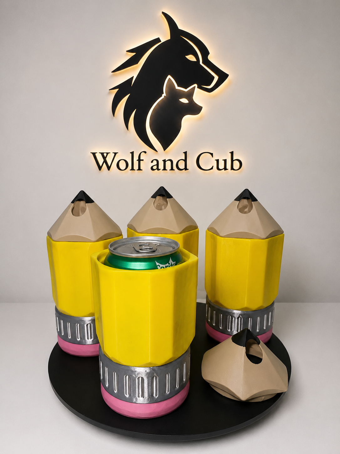 Pencil Can Holder Koozie – 3D Printed Pencil Sleeve for 12 oz Cans – Teacher Gift – Back to School Desk Accessory